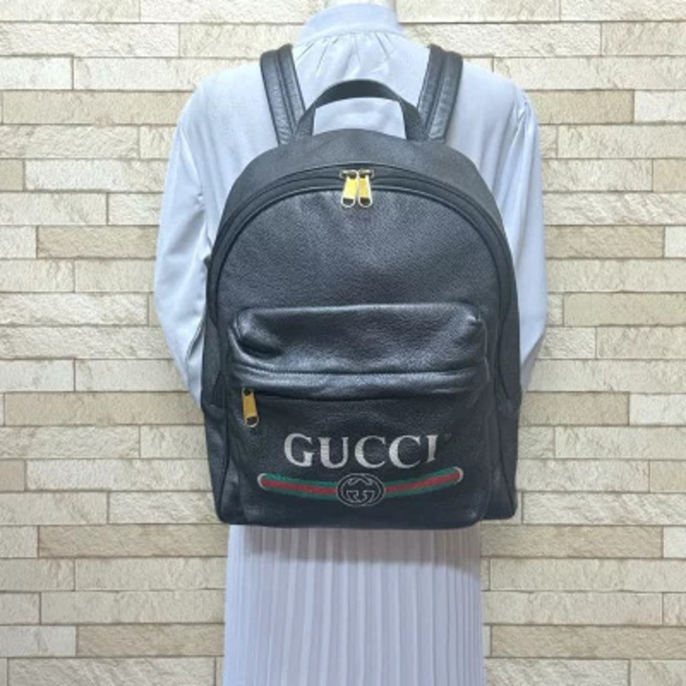 Gucci Daybag Rucksack Daypack Leather Backpack Black